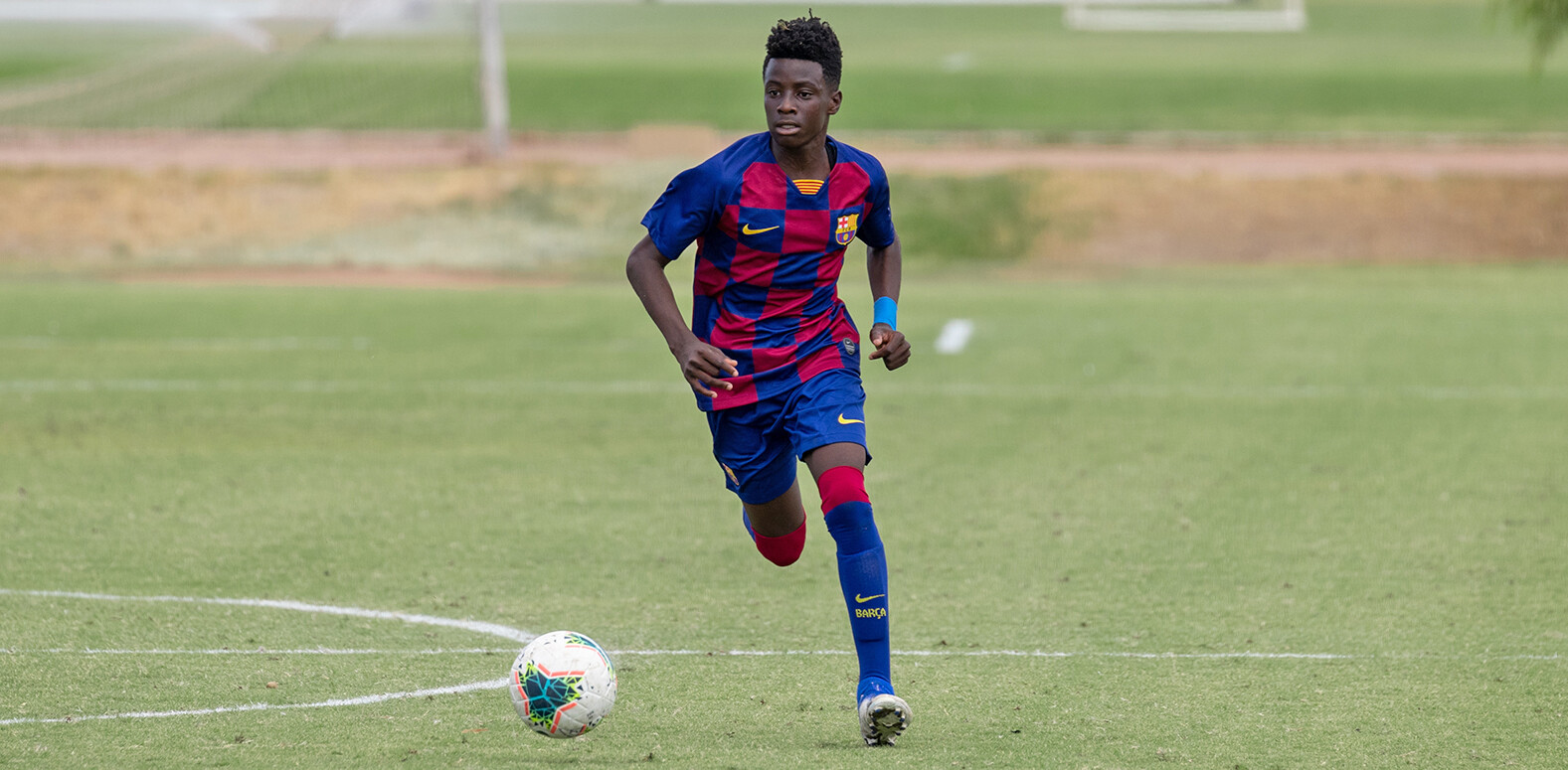 Barça Residency Academy's Brooklyn Raines driving the ball up the field