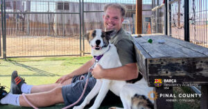 Barca Residency Academy student-athlete pictured with Pinal County Animal Control dog