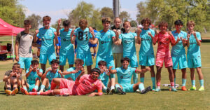 Barca Residency Academy U-16 team celebrating after qualifying for the 2024 Elite Academy National Championships